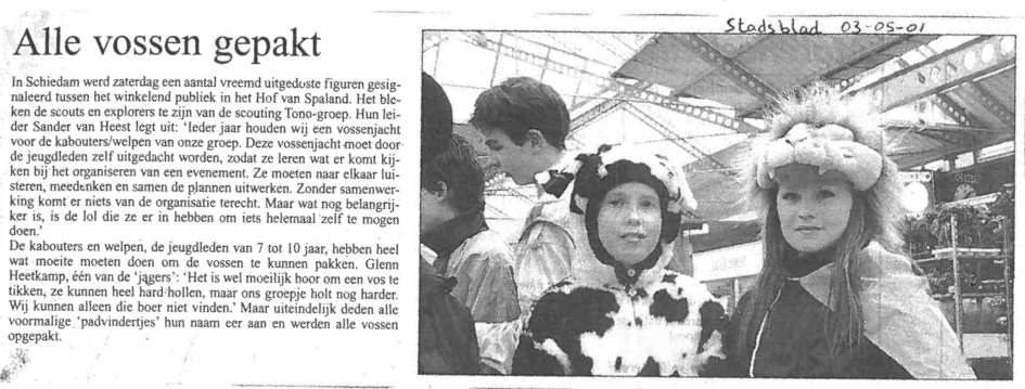 Het Nieuwe Stadsblad van 3 mei 2001. Foto: Richard Spruit (Dolfijn)