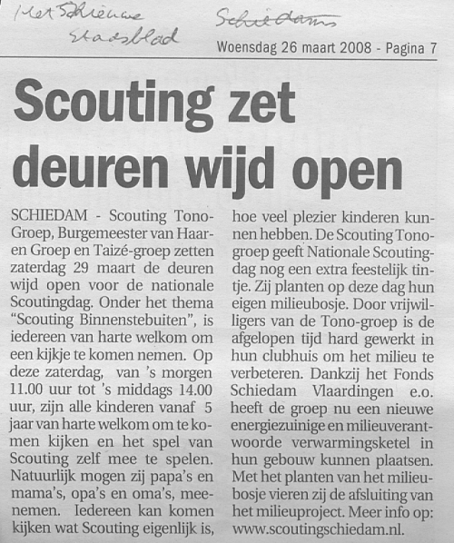 Het Nieuwe Stadsblad plaatste, eveneens op 23 maart 2008, het volgende stukje