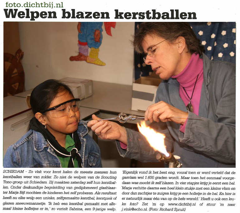 Het artikel op de achterpagina van de Echo Schiedam