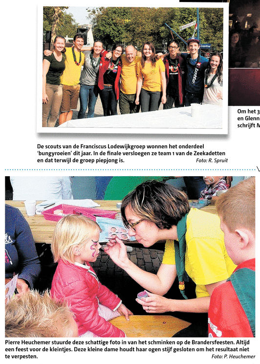 Een bericht over het bungeeroeien op pagina 5 van het Nieuwe Stadsblad van 1 oktober 2014