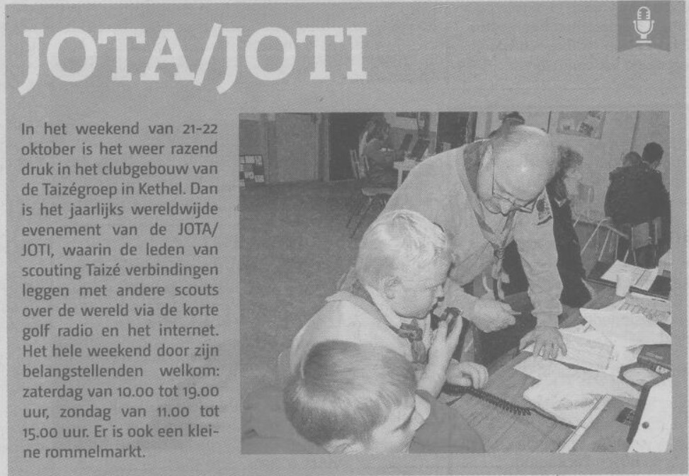In het Nieuwe Stadsblad een artikel over de Jota/Joti bij de Taizé-groep Kethel