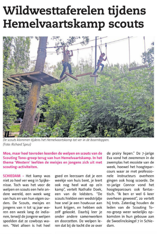 Het Hemelvaarskamp van de Glimwormpjeskring en het Oerwoudvendel kwamen groot in de krant
