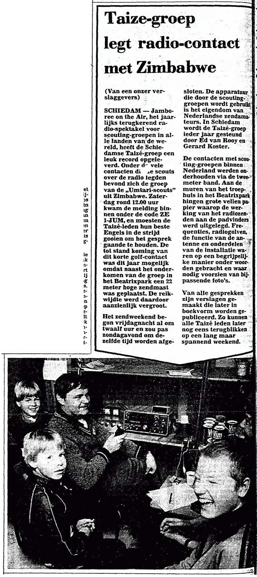 Op pagina 2 van de regio-editie Schiedam van Het Vrije Volk van 19 oktober 1981 een artikel over het unieke record