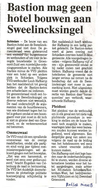 In het Rotterdams Nieuwsblad verscheen op 6 mei 1994 dit artikel