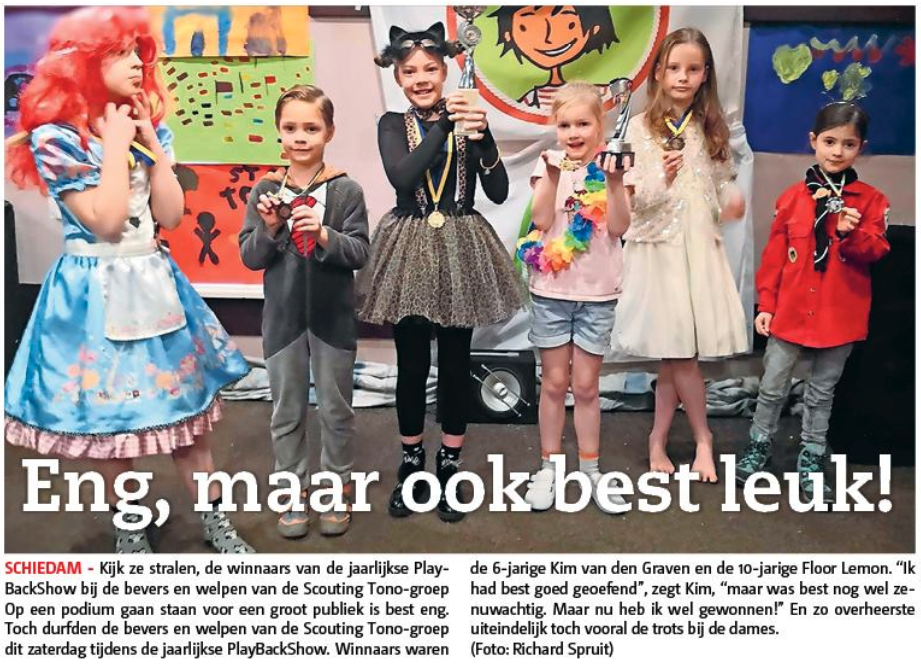 "Best eng, maar als je het toch durft loopt je te stralen: de bevers en welpen hielden hun jaarlijkse Play Back Show.