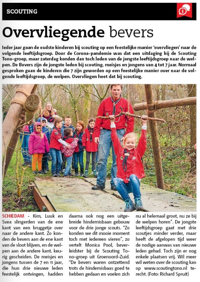 Op 3 maart 2021 stond in het Nieuwe Stadsblad het verslag van het overvliegen van de bevers.