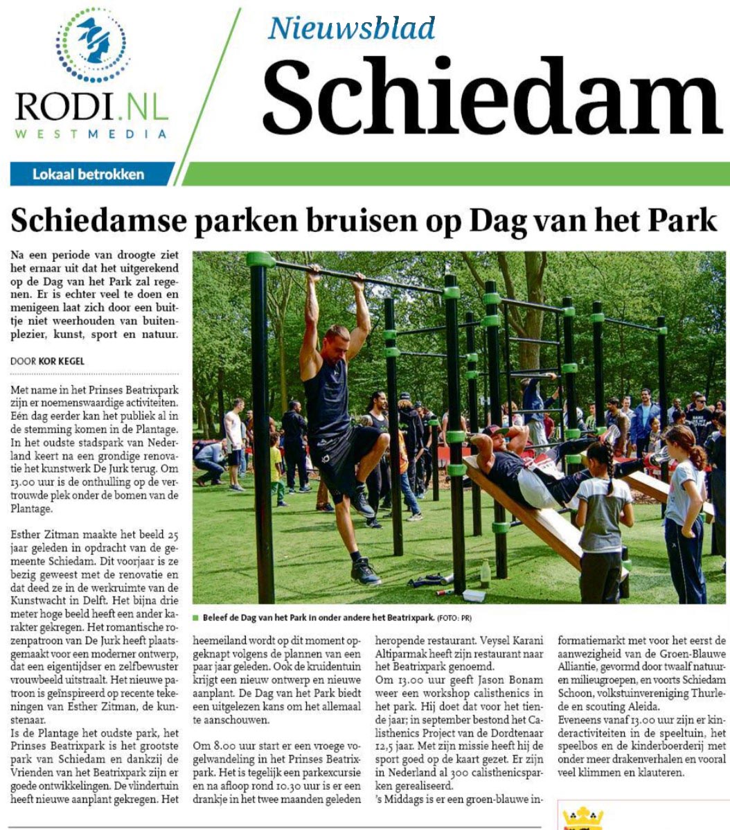 Op de voorpagina van Nieuwsblad Schiedam van 21 mei 2025 groots de aankonding van de Dag van het Park. Wat verscholen hierin wordt ook Scouting Aleida Schiedam als partner genoemd.